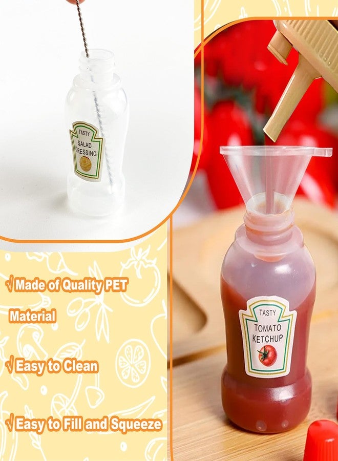 WATUNID 20 Pcs Mini Ketchup Bottles for Bento Box Accessories, WATUNID 25ml Portable Condiment Squeeze Bottles with 4Pc Funnels and 2Pc Cleaning Brushes, Plastic Empty Sauce Bottles Containers for Kids Adults - Image 5